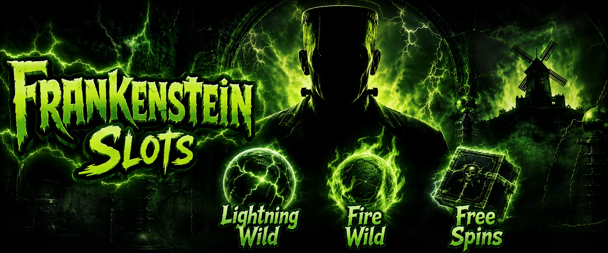 Frankenstein Slots welcome package — 100% up to €500 and 200 free spins